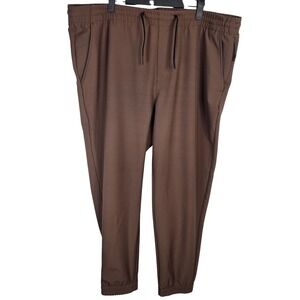 FLX Mens XXL Brown Jogger Pants Drawstring Waist Recycled Polyester Blend